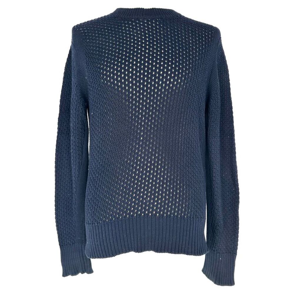 Tom Ford Crochet-Knitted Sweater in Navy Blue Cotton